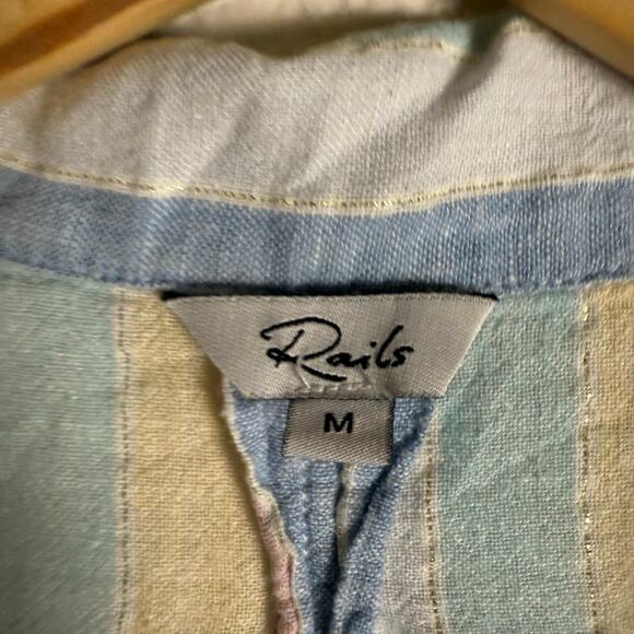 Rails Zuma Jubilee Stripe Linen Blend Short Sleeve Button Up Shirt Size Medium - Picture 9 of 10